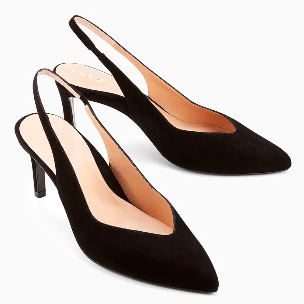 INEZ “Mia” Black Slingback Heels | Size 8